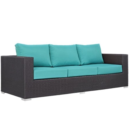 EAST END IMPORTS Convene Outdoor Patio Sofa- Espresso Turquoise EEI-1844-EXP-TRQ